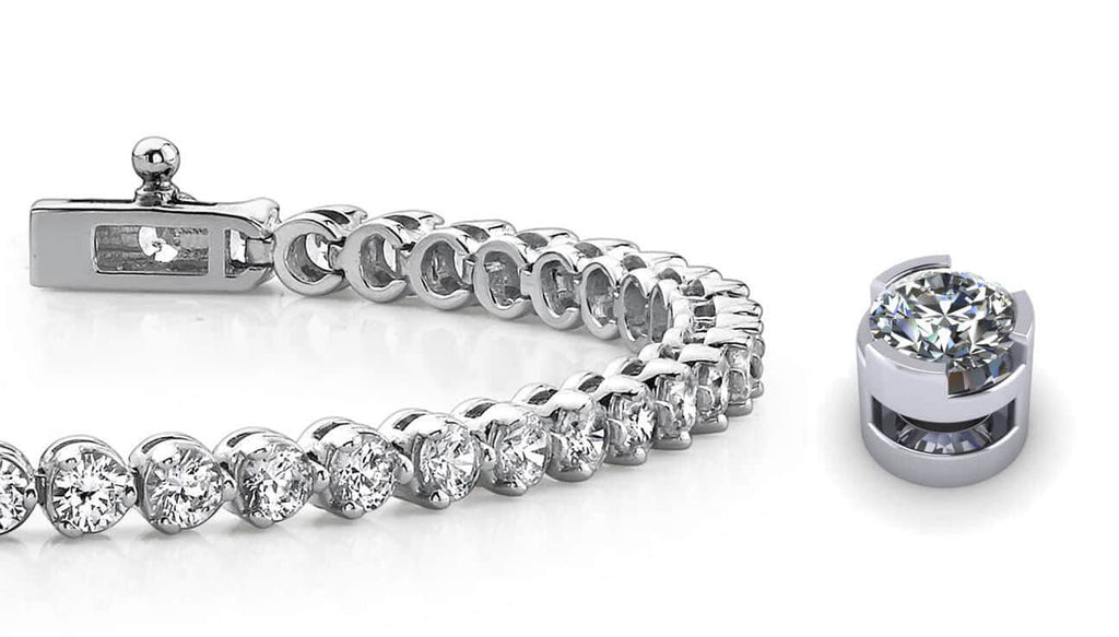 Round Prong Set Diamond Tennis Bracelet with 2.90 ct.(finished) 2.4mm - Luxury Time NYC