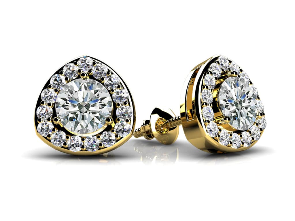 Rounded Triangular Diamond Diamond Studs with 0.47 ct. (2X0.16 ct. center diamonds) - Luxury Time NYC