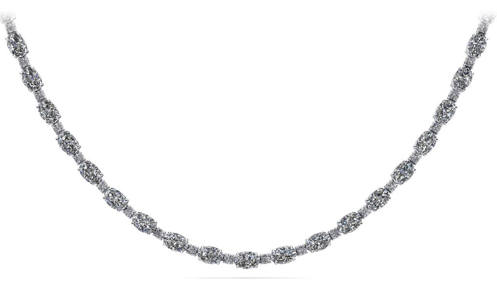 Rounds and Ovals Diamond Lab - Grown Diamond Necklace with 19.01 ct.(finished) 5x3mm, 1.7mm - Luxury Time NYC