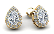 Load image into Gallery viewer, Rounds and Pears Brilliance Halo Stud Diamond Earrings with 0.62 ct. (2X0.21 ct. center diamonds) - Luxury Time NYC