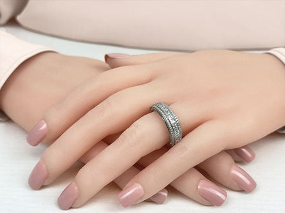 Royal Charm Princess And Round Diamond Accent Ring Lab - Grown Diamond with 1.74 ct.(finished) 1mm, 2.5mm - Luxury Time NYC