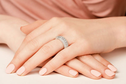 Royal Charm Princess And Round Diamond Accent Ring Lab - Grown Diamond with 1.74 ct.(finished) 1mm, 2.5mm - Luxury Time NYC