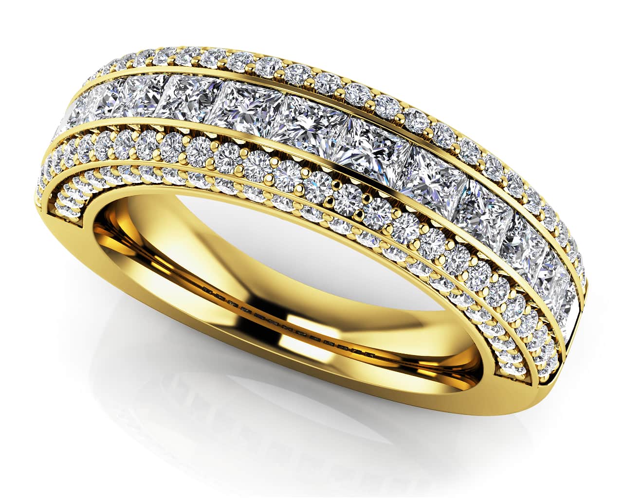 Royal Charm Princess And Round Diamond Accent Ring Lab - Grown Diamond with 1.74 ct.(finished) 1mm, 2.5mm - Luxury Time NYC