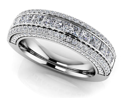 Royal Charm Princess And Round Diamond Accent Ring Lab - Grown Diamond with 1.74 ct.(finished) 1mm, 2.5mm - Luxury Time NYC