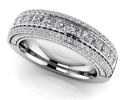 Royal Charm Princess And Round Diamond Accent Ring Lab - Grown Diamond with 1.74 ct.(finished) 1mm, 2.5mm - Luxury Time NYC