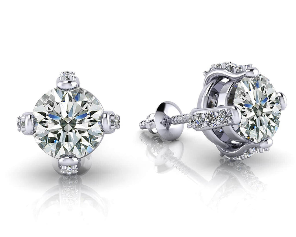 Royal Four Prong Diamond Diamond Studs with 0.72 ct. (2X0.25 ct. center diamonds) - Luxury Time NYC