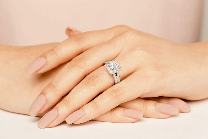 Royal Princess Cut Diamond Engagement Ring with 1.08 ct. (0.70 ct. center diamond) - Luxury Time NYC