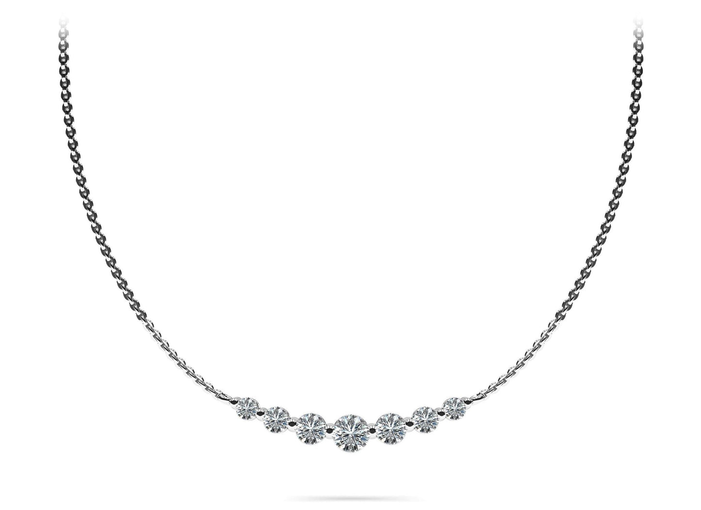 Seven Stone Graduated Chain Necklace Lab - Grown Diamond with 0.88 ct.(finished) - Luxury Time NYC