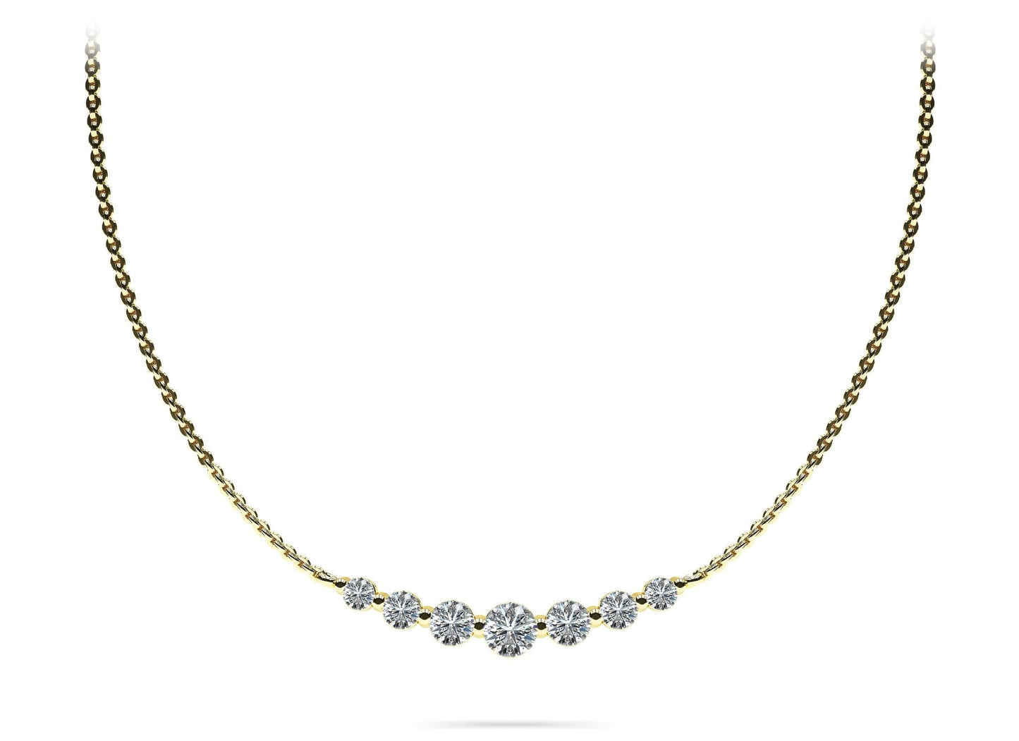 Seven Stone Graduated Chain Necklace Lab - Grown Diamond with 0.88 ct.(finished) - Luxury Time NYC