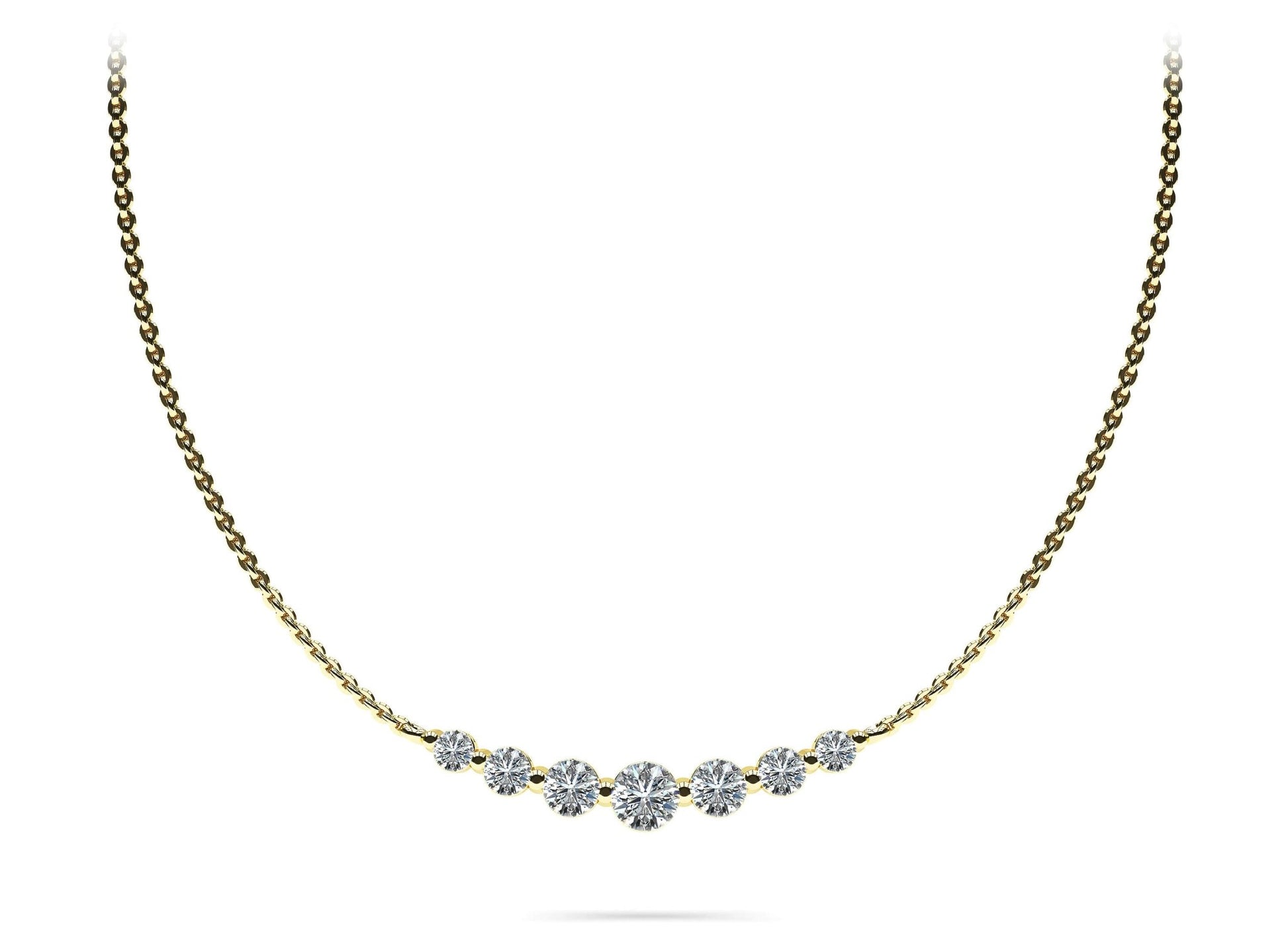 Seven Stone Graduated Chain Necklace Lab - Grown Diamond with 0.88 ct.(finished) - Luxury Time NYC