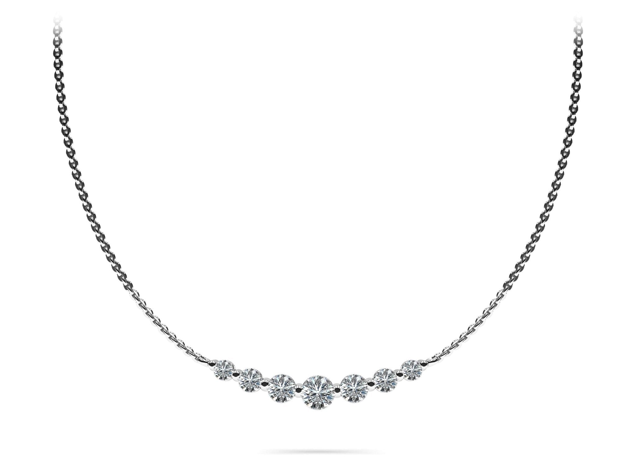 Seven Stone Graduated Chain Necklace Lab - Grown Diamond with 1.60 ct.(finished) - Luxury Time NYC