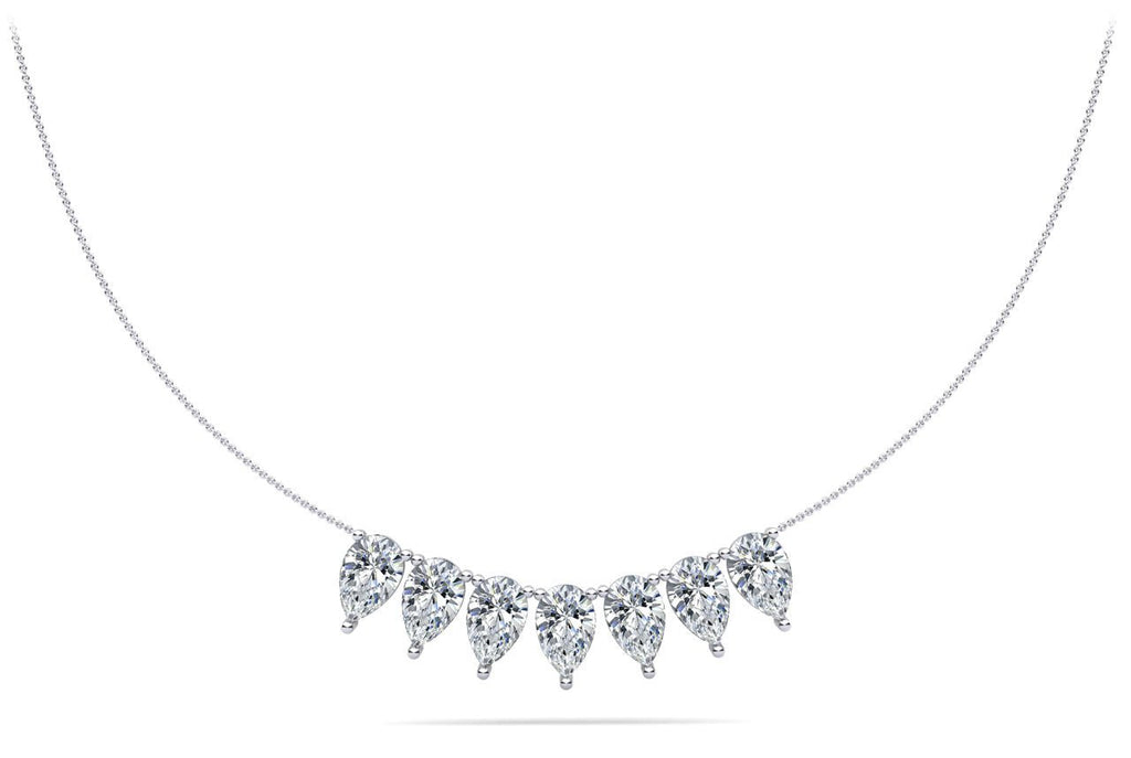 Seven Stone Pear Shape Diamond Necklace with 10.50 ct.(finished) 10x6.5mm - Luxury Time NYC