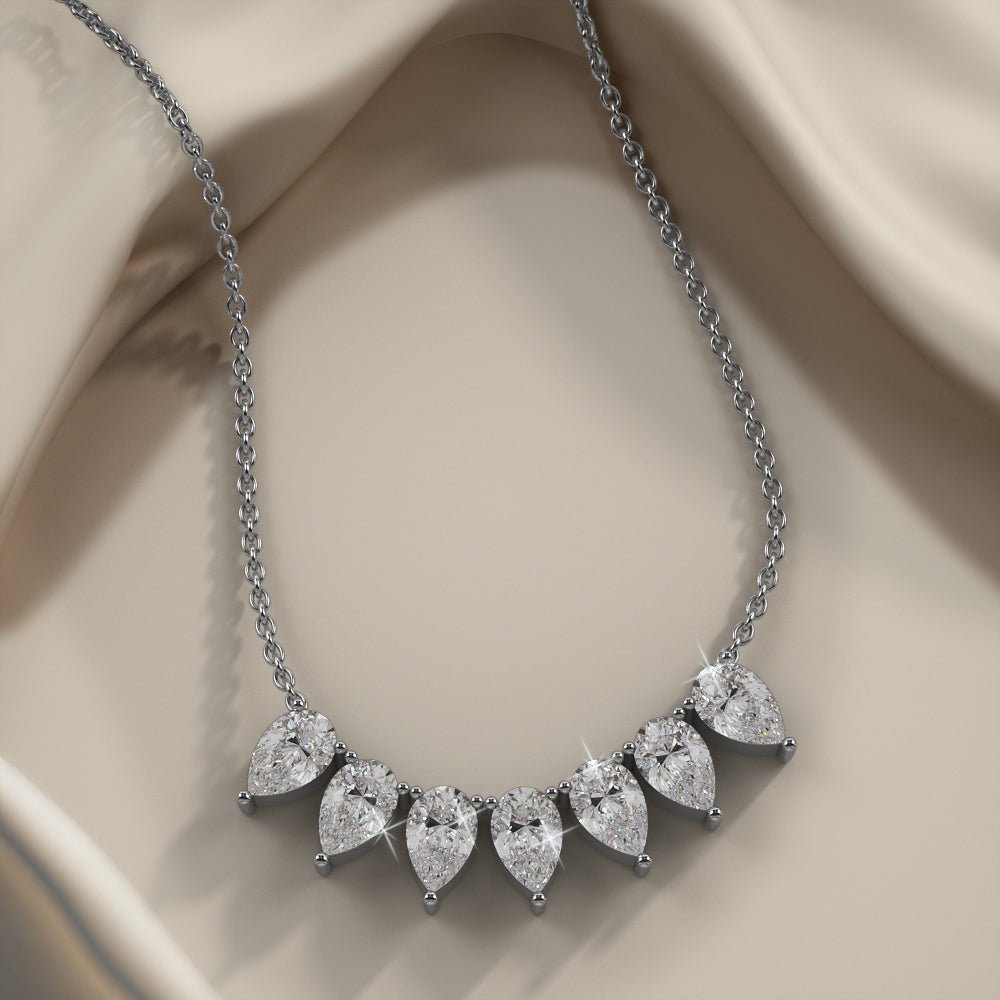 Seven Stone Pear Shape Diamond Necklace with 10.50 ct.(finished) 10x6.5mm - Luxury Time NYC