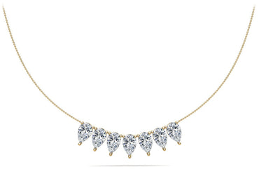 Seven Stone Pear Shape Diamond Necklace with 1.47 ct.(finished) 5x3mm - Luxury Time NYC