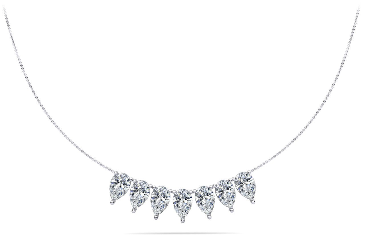 Seven Stone Pear Shape Lab - Grown Diamond Necklace with 2.10 ct.(finished) 6x4mm - Luxury Time NYC