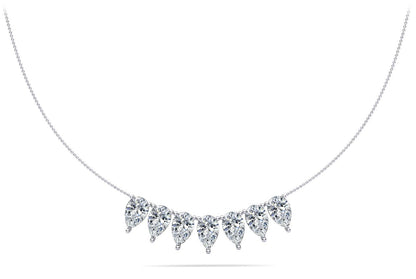 Seven Stone Pear Shape Lab - Grown Diamond Necklace with 2.10 ct.(finished) 6x4mm - Luxury Time NYC
