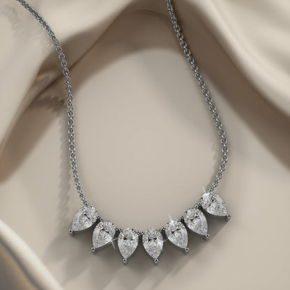 Seven Stone Pear Shape Lab - Grown Diamond Necklace with 3.50 ct.(finished) 7x4.5mm - Luxury Time NYC