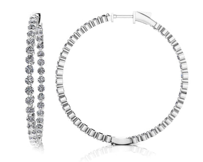 Shared Prong Diamond Hoop Earrings Extra Large Diamond with 6.02 ct.(finished) 2.8mm - Luxury Time NYC