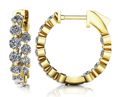 Shared Prong Diamond Hoop Earrings Extra Small Diamond with 0.86 ct.(finished) 2mm - Luxury Time NYC