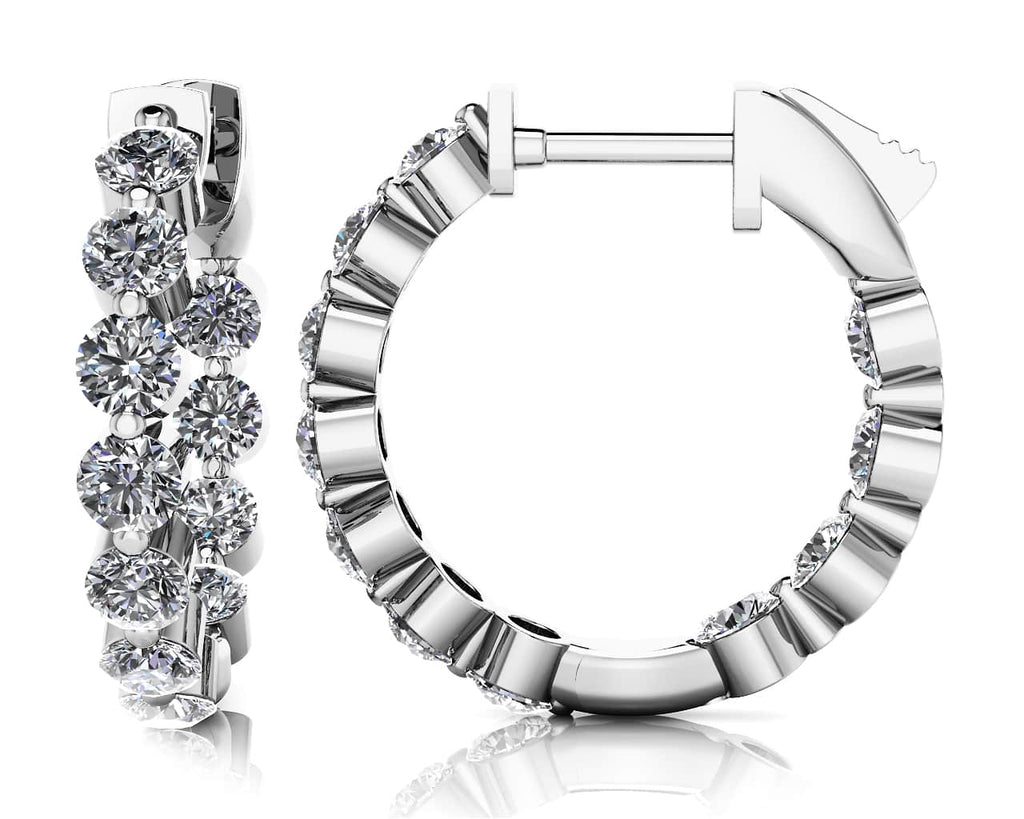 Shared Prong Diamond Hoop Earrings Extra Small Diamond with 0.86 ct.(finished) 2mm - Luxury Time NYC