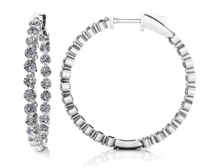 Shared Prong Diamond Hoop Earrings Medium Diamond with 5.04 ct.(finished) 3.2mm - Luxury Time NYC