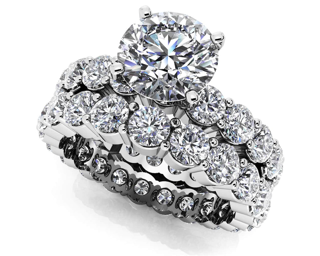 Shared Prong Eternity Style Matching Bridal Set Diamond with 4.81 ct. (0.50 ct. center diamond) - Luxury Time NYC