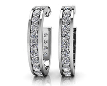 Load image into Gallery viewer, Shared Prong Set Diamond Oval Diamond Hoop Earrings with 0.80 ct.(finished) 1.6mm - Luxury Time NYC