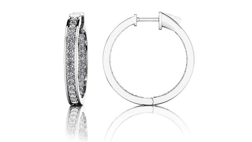 Shared Prong Single Row Diamond Hoops Small Diamond with 0.82 ct.(finished) 1.3mm - Luxury Time NYC