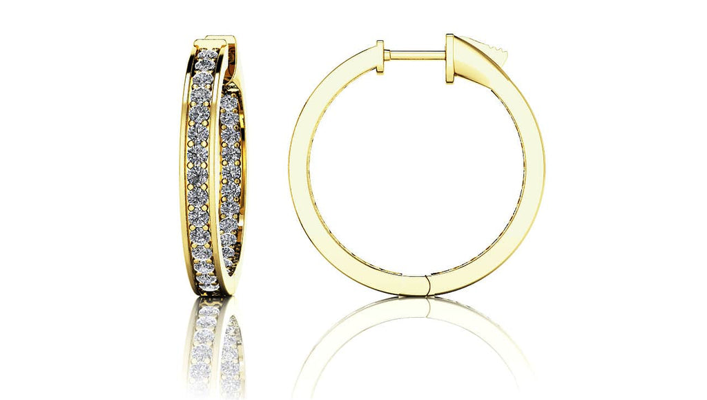 Shared Prong Single Row Diamond Hoops Small Lab - Grown Diamond with 1.08 ct.(finished) 1.5mm - Luxury Time NYC