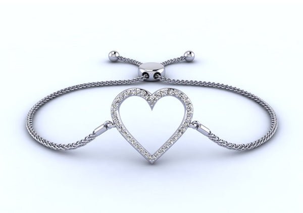 Shimmering Heart Adjustable Lab - Grown Diamond Bracelet with 0.31 ct.(finished) - Luxury Time NYC