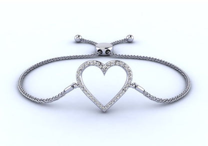 Shimmering Heart Adjustable Lab - Grown Diamond Bracelet with 0.31 ct.(finished) - Luxury Time NYC