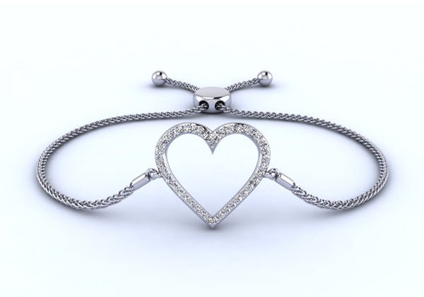 Shimmering Heart Adjustable Lab - Grown Diamond Bracelet with 0.31 ct.(finished) - Luxury Time NYC