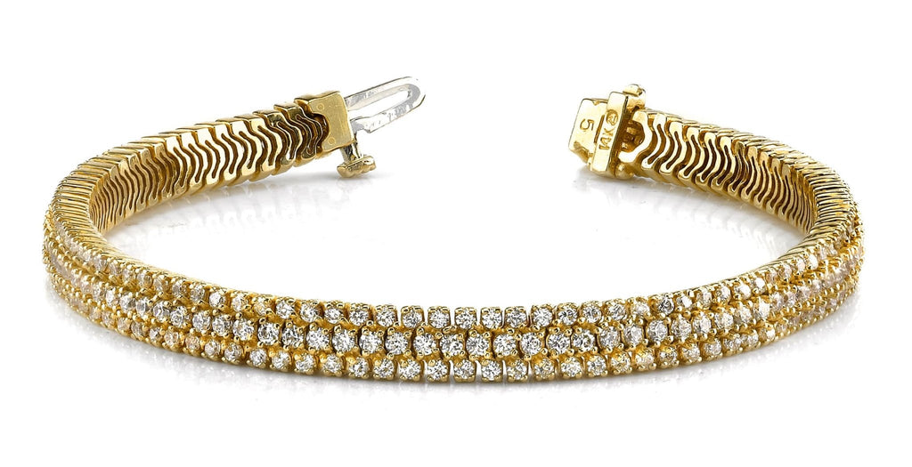 Showstopper Triple Row Diamond Bracelet with 7.04 ct.(finished) 2mm, 2.25mm - Luxury Time NYC