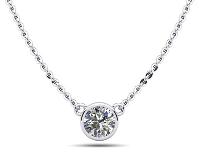 Simply Solitaire Bezel Set Diamond Pendant with 1.00 ct.(finished) 6.5mm - Luxury Time NYC
