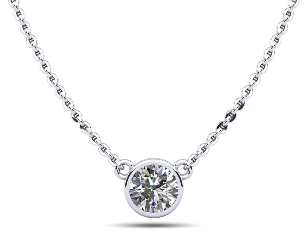 Simply Solitaire Bezel Set Lab - Grown Diamond Pendant with 0.25 ct.(finished) 4mm - Luxury Time NYC