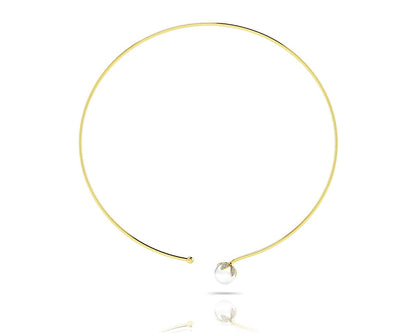 Single Pearl Flexible Diamond Necklace with 0.26 ct.(finished) 1mm, 1.2mm - Luxury Time NYC