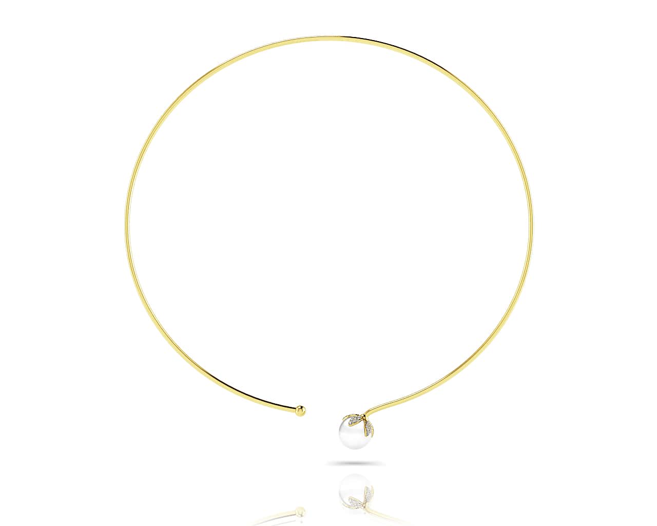 Single Pearl Flexible Lab - Grown Diamond Necklace with 0.26 ct.(finished) 1mm, 1.2mm - Luxury Time NYC