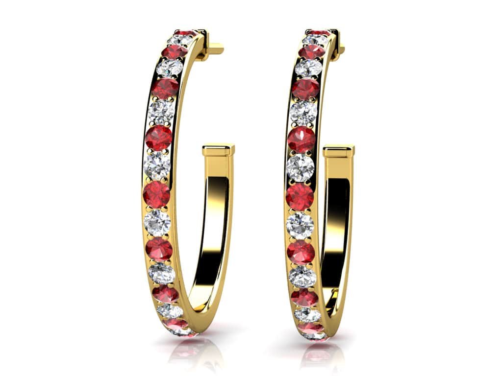 Single Row Alternating Diamond Hoop Earrings with 1.01 ct.(finished) 1.7mm, 1.7mm - Luxury Time NYC