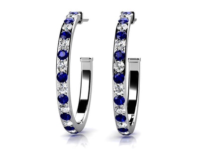 Single Row Alternating Diamond Hoop Earrings with 1.01 ct.(finished) 1.7mm, 1.7mm - Luxury Time NYC