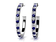 Load image into Gallery viewer, Single Row Alternating Diamond Hoop Earrings with 1.25 ct.(finished) 1.8mm, 1.8mm - Luxury Time NYC