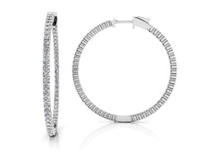 Load image into Gallery viewer, Single Row Inside Out Diamond Hoop Earring Large Diamond with 3.10 ct.(finished) 2mm - Luxury Time NYC