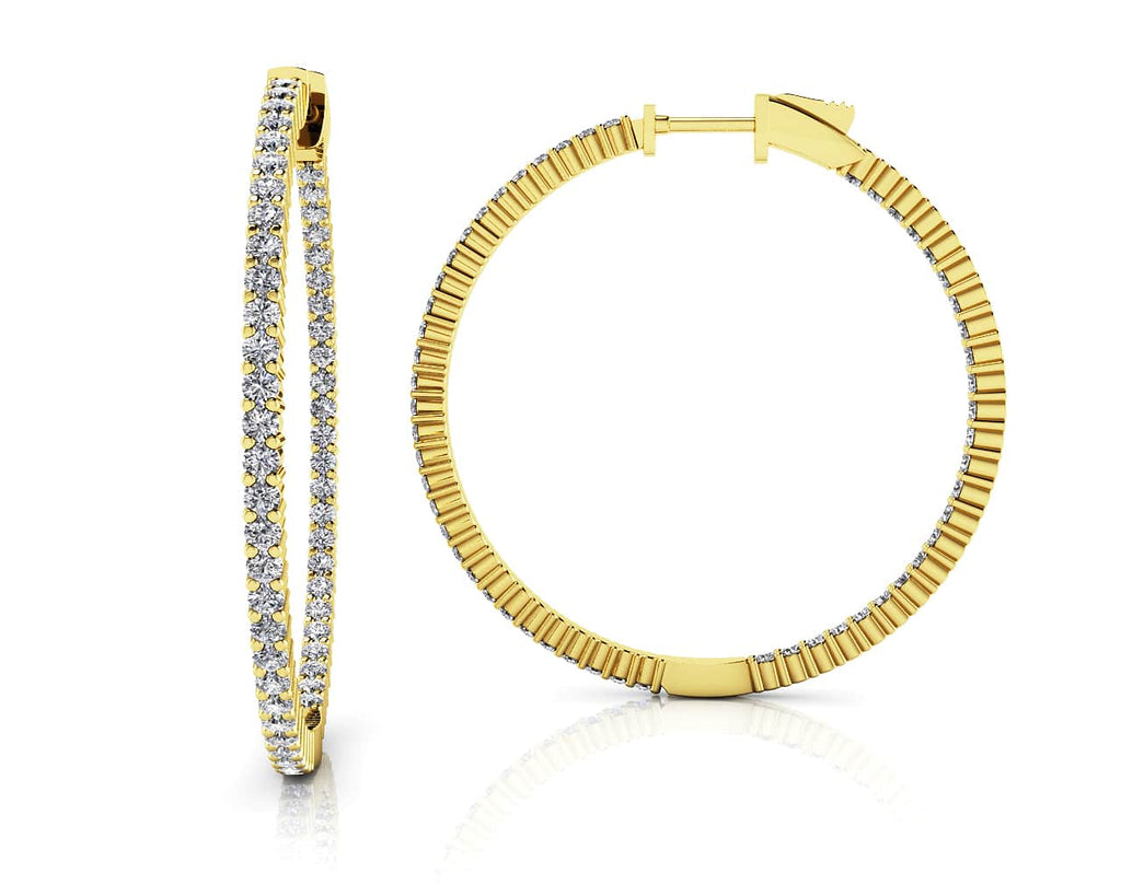 Single Row Inside Out Diamond Hoop Earring Large Lab - Grown Diamond with 1.40 ct.(finished) 1.3mm - Luxury Time NYC