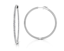 Load image into Gallery viewer, Single Row Inside Out Diamond Hoop Earring Medium Diamond with 1.47 ct.(finished) 1.5mm - Luxury Time NYC