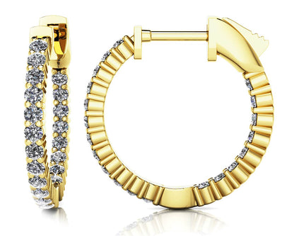 Single Row Inside Out Diamond Hoop Earring Petite Diamond with 0.88 ct.(finished) 1.7mm - Luxury Time NYC