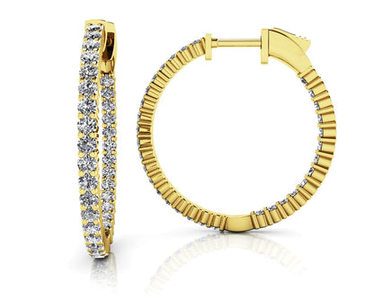 Single Row Inside Out Diamond Hoop Earring Small Diamond with 1.78 ct.(finished) 2mm - Luxury Time NYC