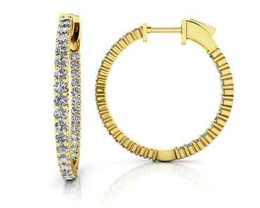 Single Row Inside Out Diamond Hoop Earring Small Lab - Grown Diamond with 3.44 ct.(finished) 2.8mm - Luxury Time NYC