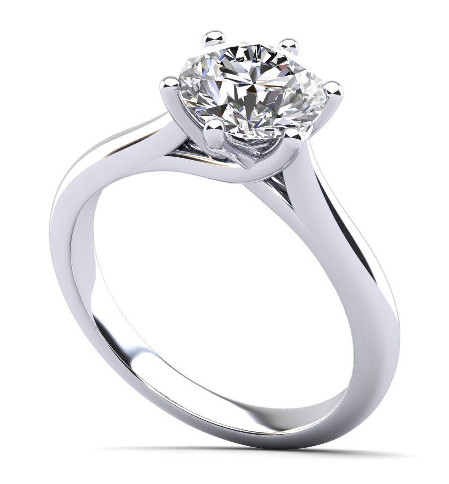 Six Curved Prongs Solitaire Diamond Engagement Ring with 0.50 ct.(finished) 5mm - Luxury Time NYC