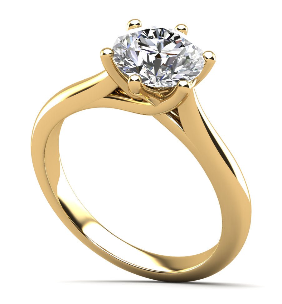 Six Curved Prongs Solitaire Diamond Engagement Ring with 0.50 ct.(finished) 5mm - Luxury Time NYC