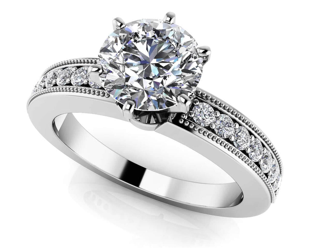 Six Prong Side Channel Diamond Engagement Ring with 0.63 ct. (0.50 ct. center diamond) - Luxury Time NYC