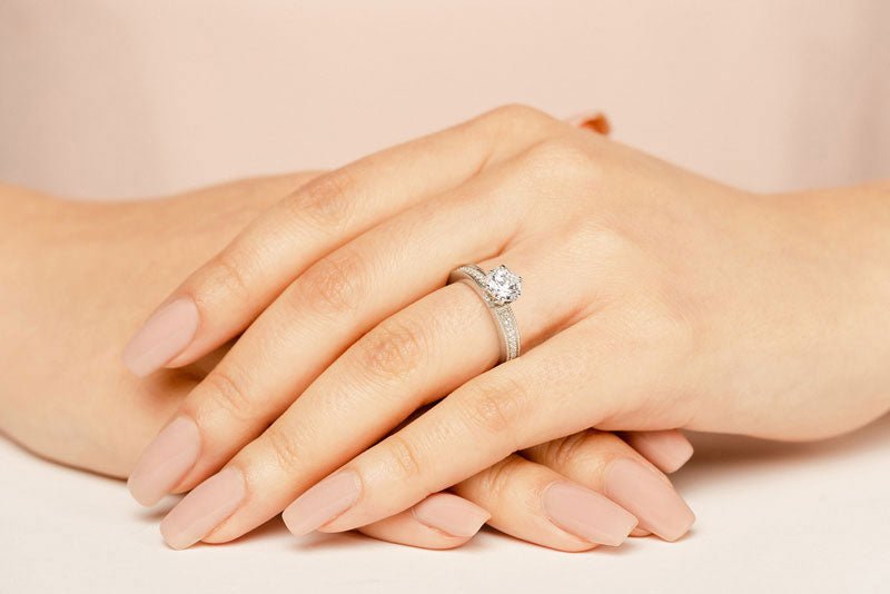 Six Prong Side Channel Diamond Engagement Ring with 1.13 ct. (1.00 ct. center diamond) - Luxury Time NYC